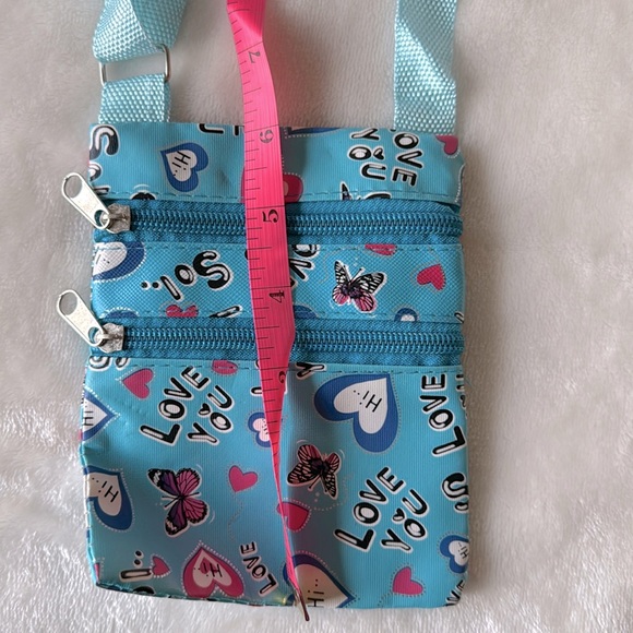 Baby blue pink and blue heart color Crossbody bag - Picture 3 of 5